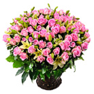 Zamów kwiaty do Polski: Dla Tej Jedynej - Kosz 101 Różowych Róż z Liliami