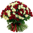 Zamów kwiaty do Polski: Bukiet 201 Długich Czerwonych i Białych Róż
